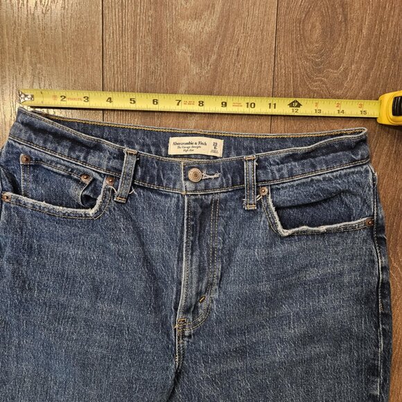 Abercrombie & Fitch Women's Blue Vintage Straight Leg High Rise Sz 29 / 8 Short - Picture 7 of 14
